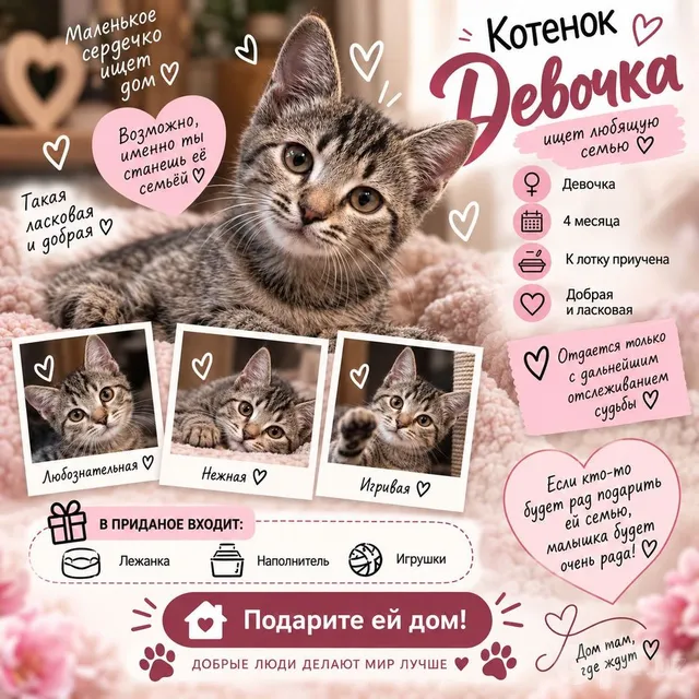 Котенок ищет дом и любящих родителей! - Image 1